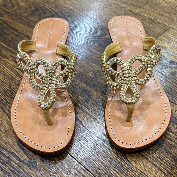 Tommy Bahama Shoes - Tommy Bahama Gold Embellished Sandals size 8